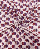 White Floral Pattern  Screen Printed Cotton Fabric