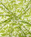 Light Green Leaf Pattern Screen Printed Cotton Fabric
