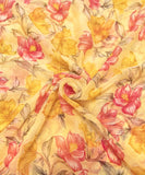 Light Yellow Colour Floral Print Chiffon Fabric