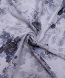 Light Grey Color Floral Screen Print Chiffon Fabric