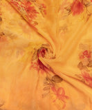 Mango Yellow Color Floral Screen Print Chiffon Fabric