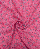Pink Color Floral Screen Print Chiffon Fabric