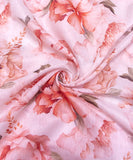 Off White Digital Floral Printed Chanderi Fabric