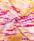 Magenta Color Tie-Dye Shibori Pattern Cotton Fabric