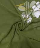 Green Floral Hand Paint Georgette Fabric