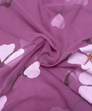 Lilac Floral Hand Paint Georgette Fabric