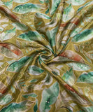 Mehandi Green Digital Position Print Viscose Chinon Fabric