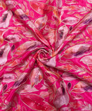 Pink Digital Position Print Viscose Chinon Fabric