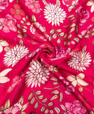 Magenta Floral Print Viscose Modal Satin Fabric