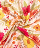 Light Beige Floral Print Viscose Modal Satin Fabric