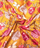 Yellow Floral Print Viscose Modal Satin Fabric