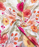 Pastel Mint Floral Print Viscose Modal Satin Fabric
