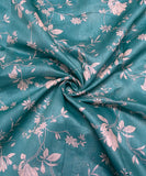 Turquoise Green Digital Floral Printed Chanderi Fabric