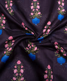 Black Digital Floral Printed Chanderi Fabric