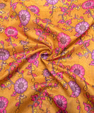 Yellow Digital Floral Printed Chanderi Fabric