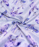 Ice Blue Digital Floral Printed Chanderi Fabric