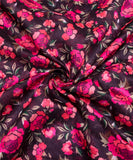 Black Digital Floral Printed Chanderi Fabric