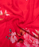 Magenta Floral Digital Printed Chinon Silk Fabric