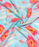 Light Sea Green Floral Digital Printed Chinon Silk Fabric