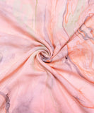 Light Peach Marble Printed Muslin Fabric