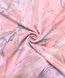 Light Peach Marble Printed Muslin Fabric