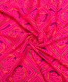 Magenta Bandhani Print Digital Printed Chinon Silk Fabric