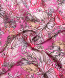 Gajari Pink Floral Digital Printed Chinon Silk Fabric