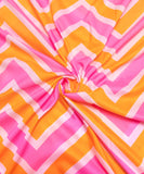 Multi Color Zig Zag Digital Print Muslin Fabric