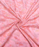 Light Peach Floral Digital Print Muslin Fabric