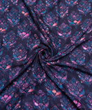 Deep Blue Floral Digital Printed Chiffon Fabric