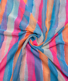 Multi Color Stripes Digital Printed Chiffon Fabric