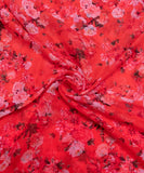 Light Red Floral Digital Printed Chiffon Fabric