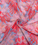 Coral Floral Digital Printed Chiffon Fabric