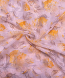 Off White Floral Digital Printed Chiffon Fabric