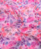White Floral Printed Organza Fabric