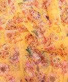 Yellow Floral Printed Organza Fabric