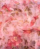 Light Pink Floral Printed Organza Fabric