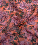 Smoke Grey Floral Printed Organza Fabric