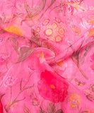 Pink Floral Printed Organza Fabric