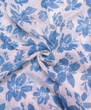 Off White Floral Printed Cotton Linen Fabric