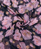 Dark Green Floral Digital Printed Chiffon Fabric