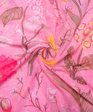 Pink Floral Digital Printed Chiffon Fabric