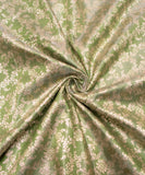 Light Green Floral Design Banarasi Brocade Fabric