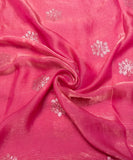 Metallic Magenta Zari Tissue Silk Embroidery Fabric