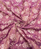 Purple Zari Tissue Silk Embroidery Fabric