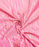 Pink Embroidery Pure Viscose Chinon Silk Fabric