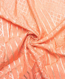 Peach Embroidery Pure Viscose Chinon Silk Fabric