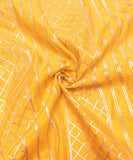 Yellow Embroidery Pure Viscose Chinon Silk Fabric