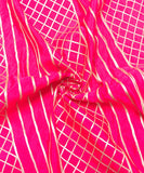 Fuschia Embroidery Pure Viscose Chinon Silk Fabric