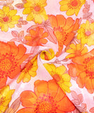 Lemon Yellow Floral Print Chiffon Fabric